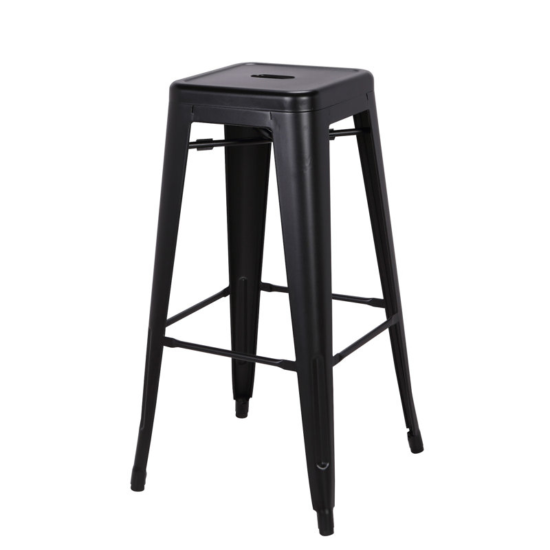 Tabouret de bar en métal 94115, Noir givré