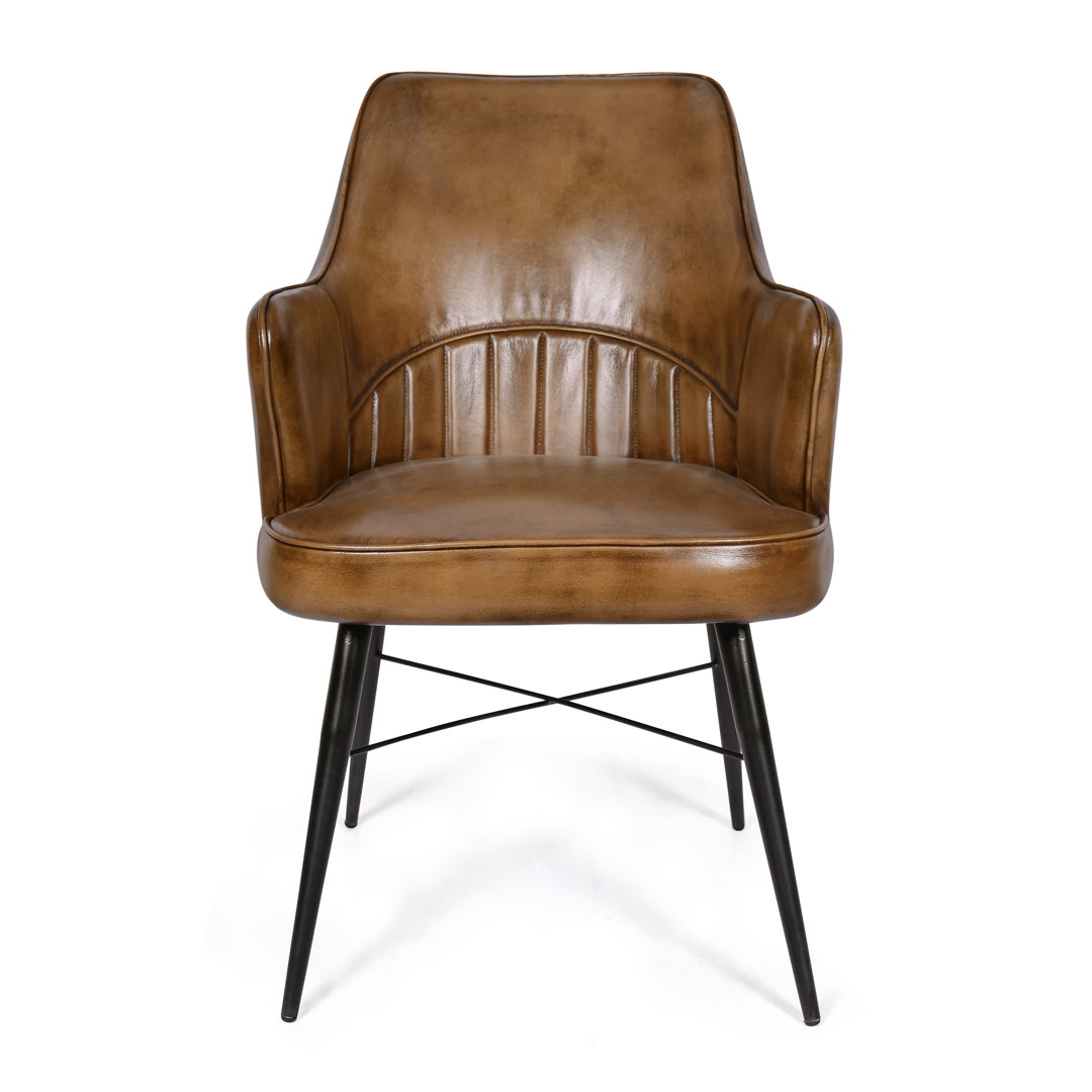 47cm H Genuine Leather Upholstered Dining Chair