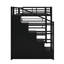 Lit mezzanine en métal avec tablettes de rangement, armoires et garde-robe