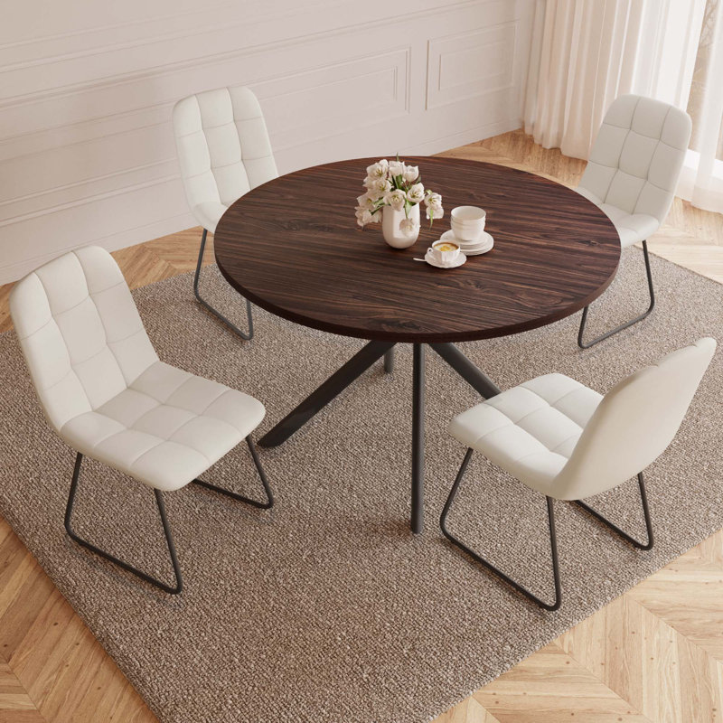 Table de salle à manger de cuisine moderne 45,3 "l avec chaise de salle à manger h 32,8", Blanc