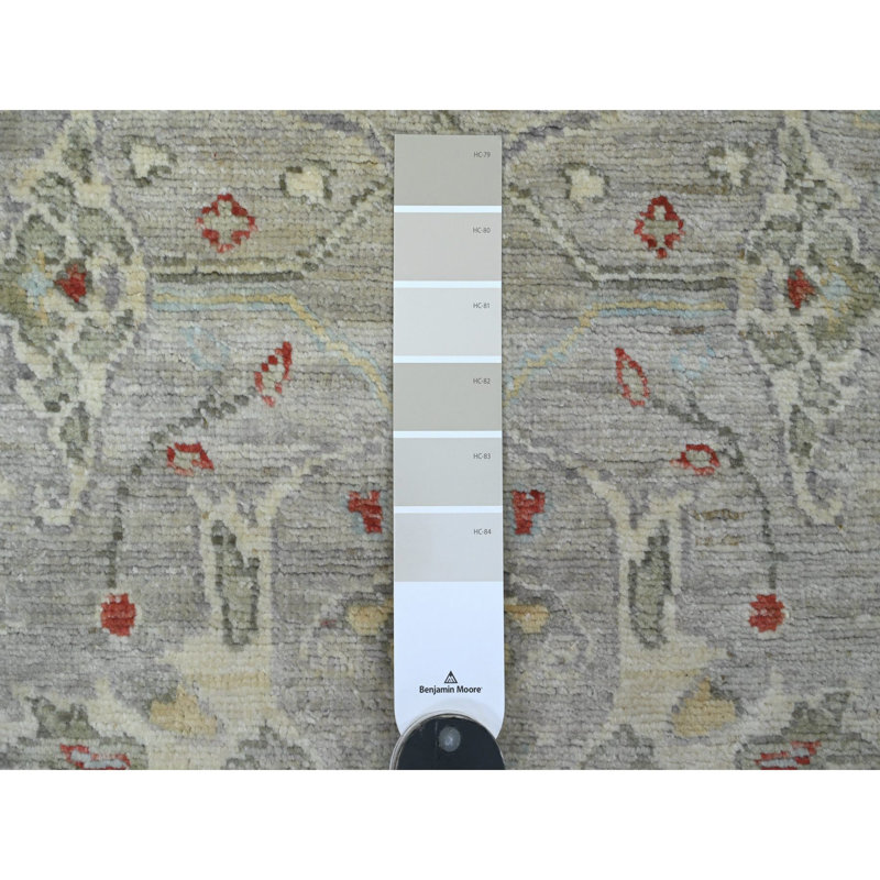 Tapis oriental 3 pi x 5 pi 1 po gris Peshawar avec Bijar Garus, laine de haute montagne, noué à la main, teinture végétale, tissé dense, tapis oriental