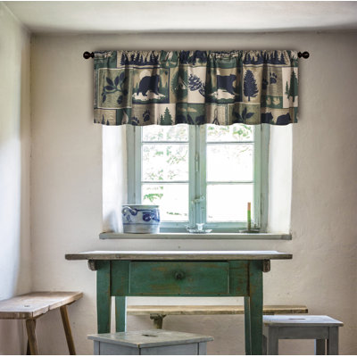 Bear Camp Woodland Forest Patchwork 72"" x 16"" Semi-Sheer Window Valance Curtain with Rod Pocket -  Millwood Pines, 49E257408C3B4F04983B8D52A018DAA6