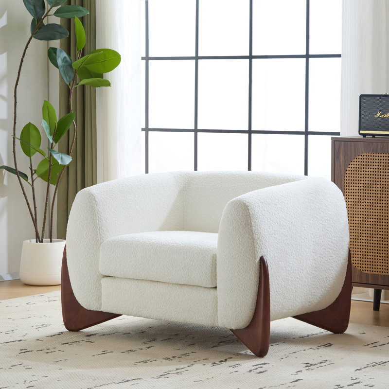 Rhudine Boucle Upholstered Sofa, White