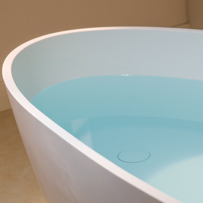 Baignoire autoportante de 58 po x 58 po x l 58-1 / 8 po de style contemporain en résine de couleur blanche matte avec 2 couvercles de drain
