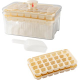 Ice Cube Tray With Lid And Bin, Mini Ice Cube Trays For Freezer, 2Pack Ice Cube Mold With Ice Scoop