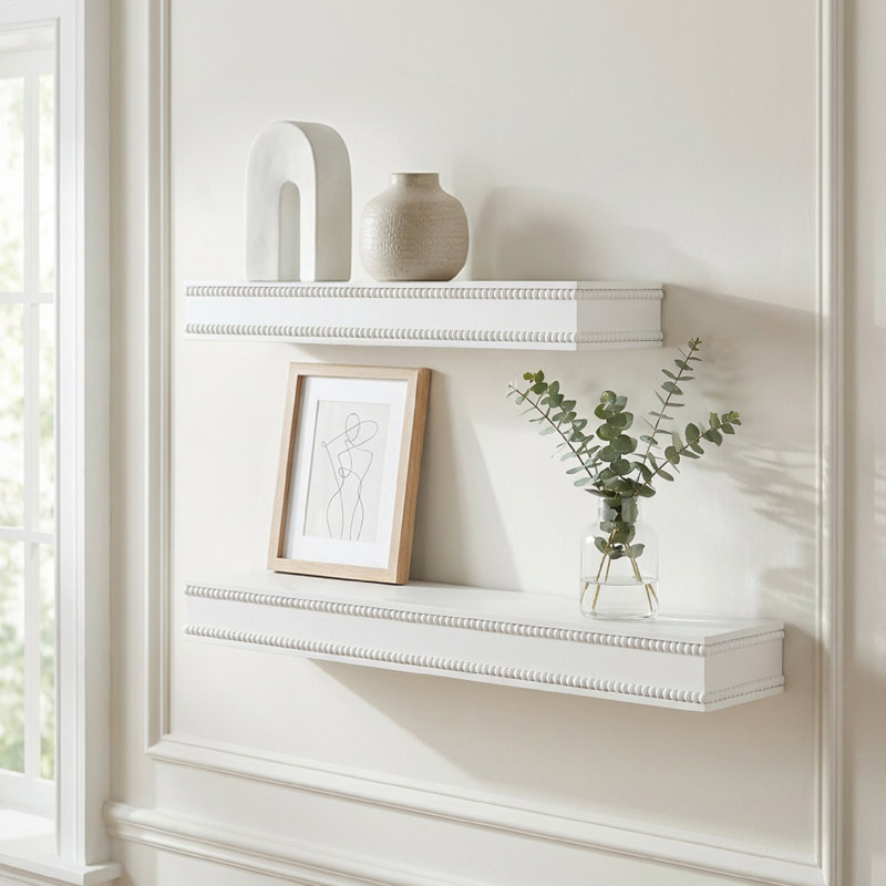 Ensemble de tablettes murales flottantes 2 pièces American Art Decor, Blanc