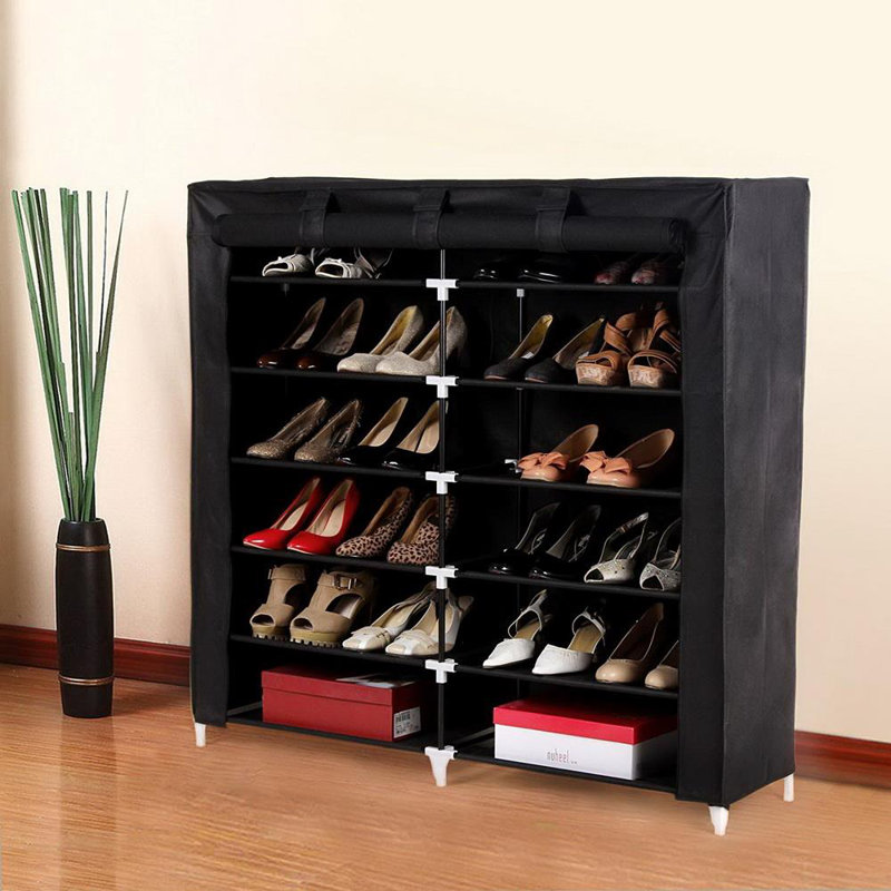 Armoire de rangement pour chaussures 36 paires, Noir