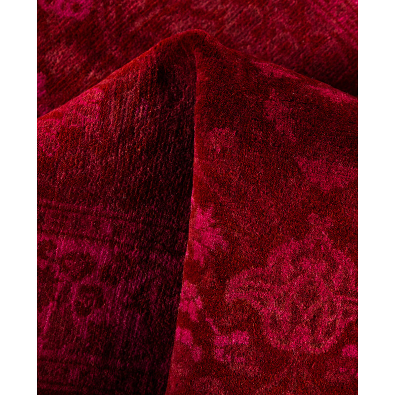 Overdyed Hand-Knotted Wool Modern-Contemporary Red Runner 2' 7" x 18' 2"
