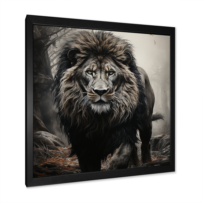 Décoration murale lion ombres de la fierté 2 - Lion, Cadre photo noir, H 30 po x l 30 po x P 1,5 po