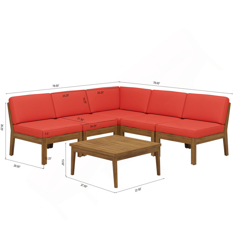 Ensemble de canapés modulaires 5 places en bois d'acacia ACACIA
