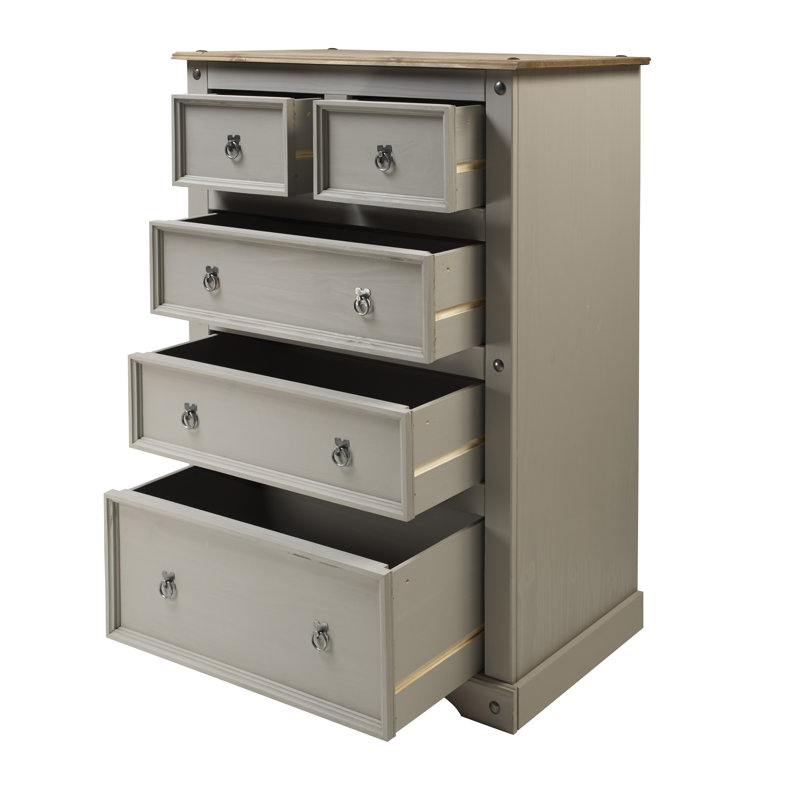 Palmea 82cm W 5 - Drawer Chest of Drawers, Grey