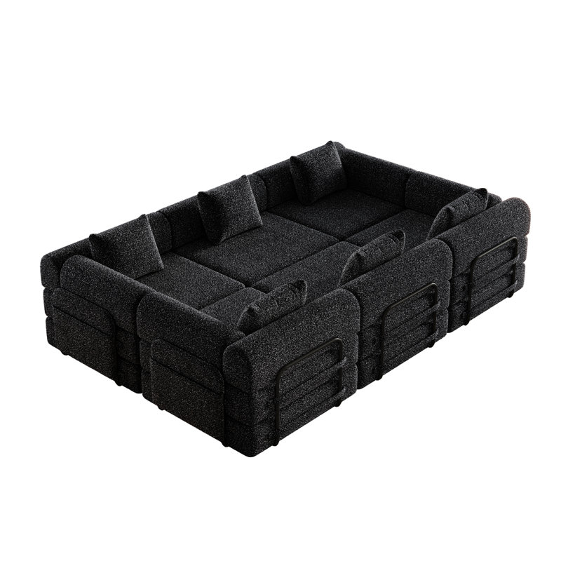 Convertible Sofa Bed, Black Fabric