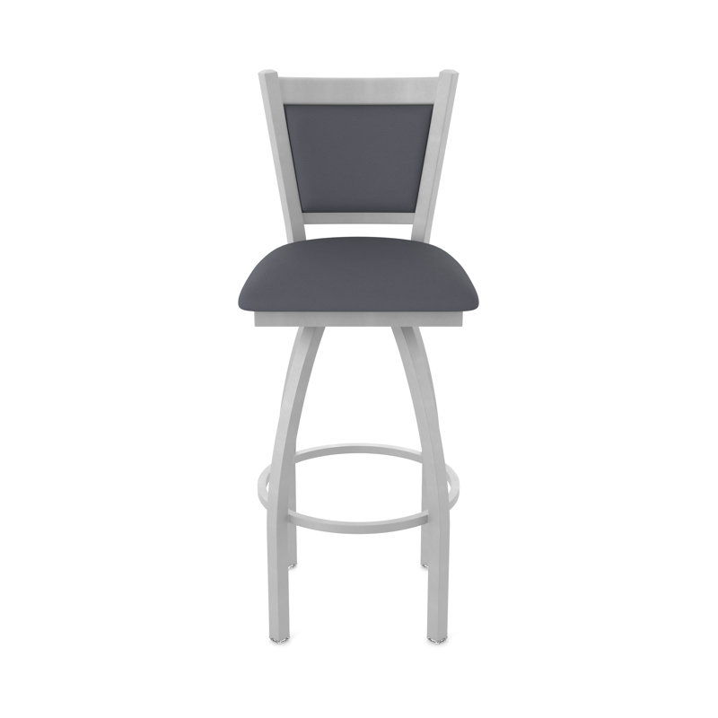 Tabouret pivotant Hadleigh, Vinyle - tempête Canter, Nickel anodisé, Tabouret de bar (siège d’une hauteur de 30 po)