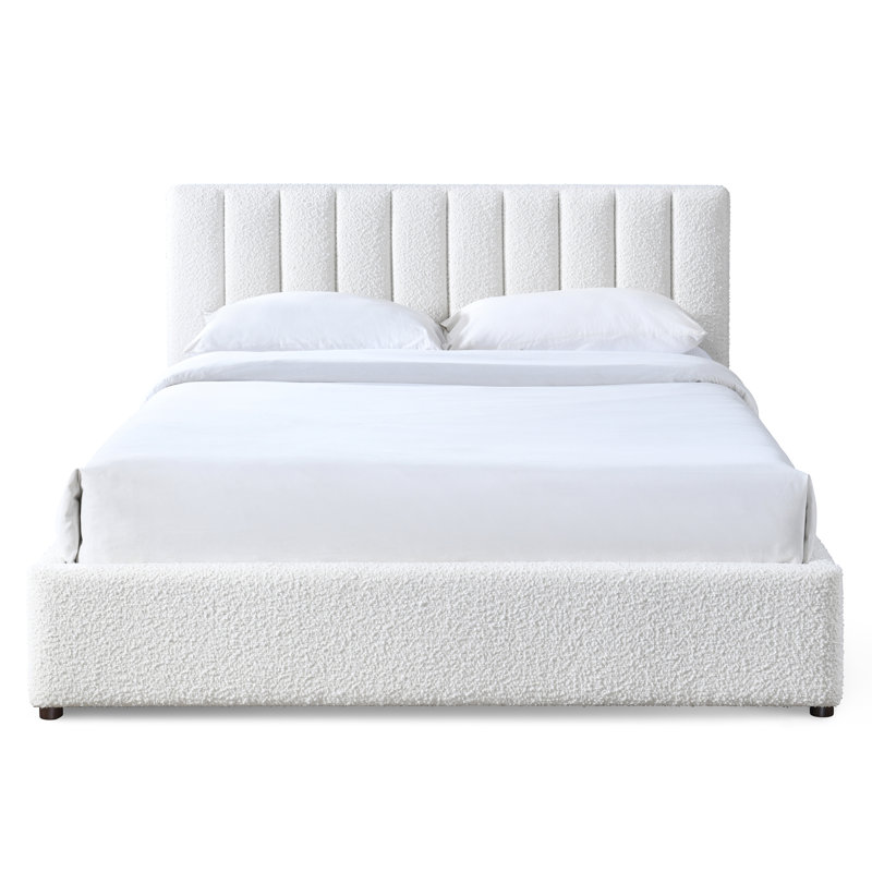 Lit plateforme tapissier Petillo Jaxon, Grand, Blanc