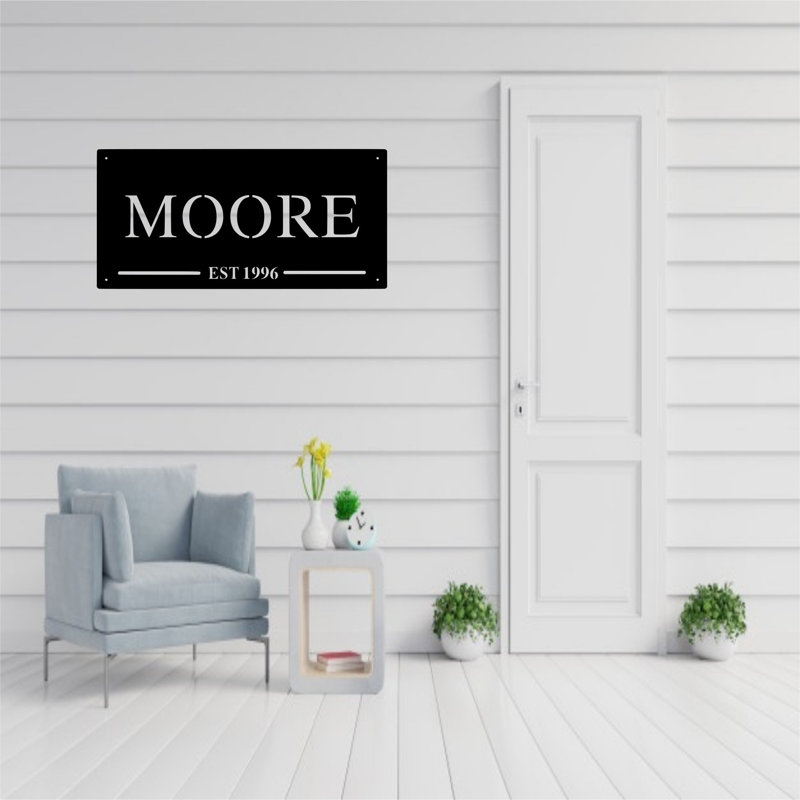 Décoration murale rectangulaire monogramme, H 15 po x l 30 po x P 0,25 po, Oui