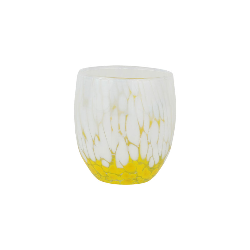 Nuvola Handmade Whiskey Glass, White/Yellow