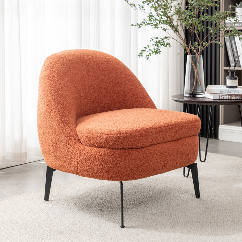 Fauteuil demi-tonneau rembourré Raymond, Polyester orange