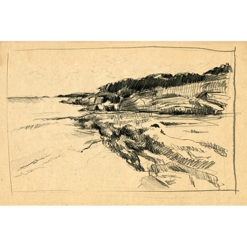 Sketched Cove I - No Frame Print on Canvas, 51cm H x 76cm W x 3.8cm D