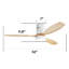 Ventilateur de plafond à moteur à courant continu réversible de 52 pouces avec ensemble d'éclairage, 3 pales en bois massif au fini naturel, intensité variable à DEL tricolore de 18 W avec fonction mémoire, blanc mat