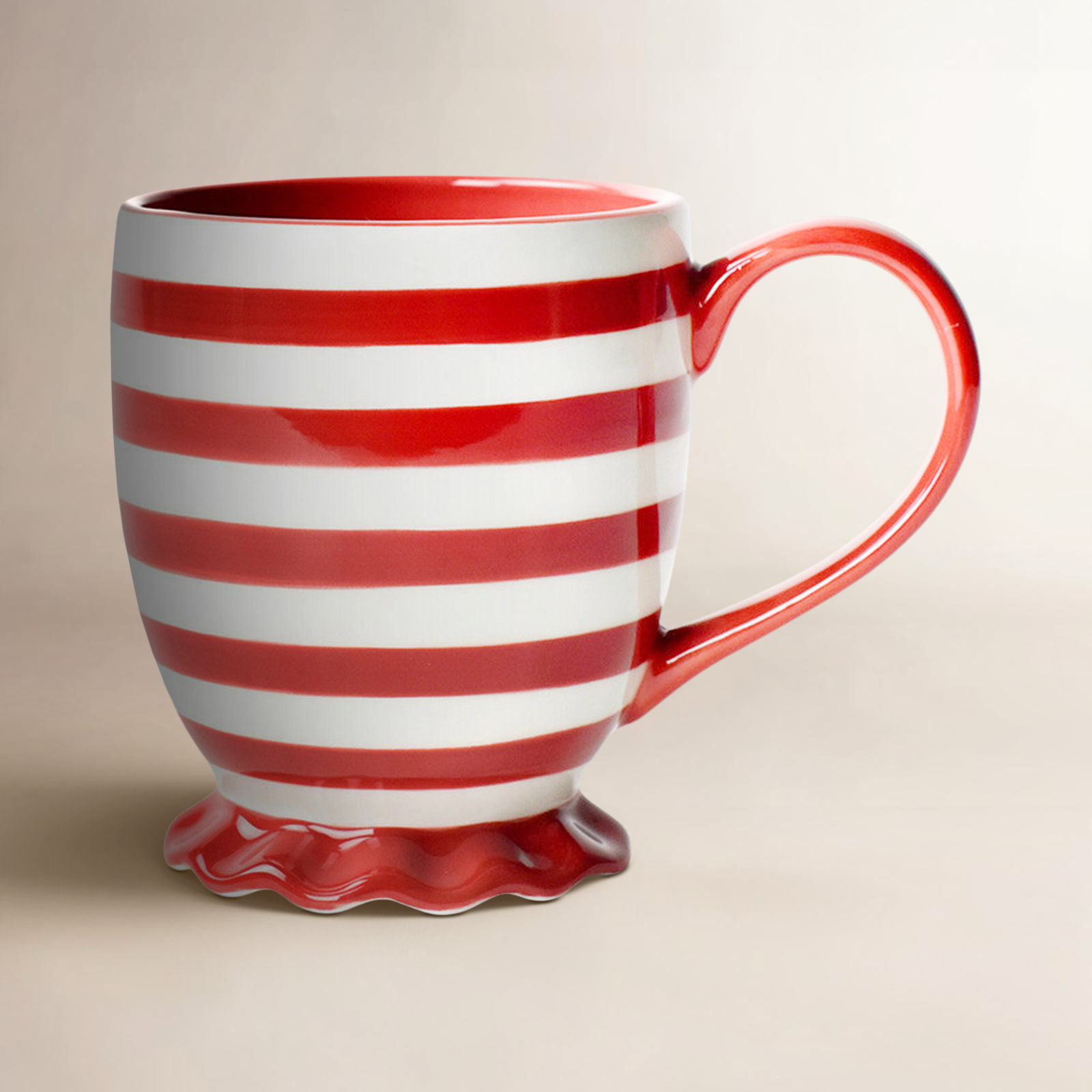 Red Stripe Ruffle Mug