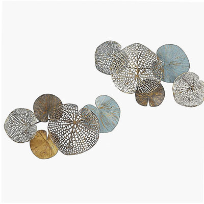Multi-colored Lily Pad Leaves 2-piece Metal Wall Decor Set