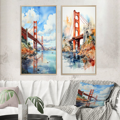 " Blue Bridge Architectural Marvel " 2 - Pieces