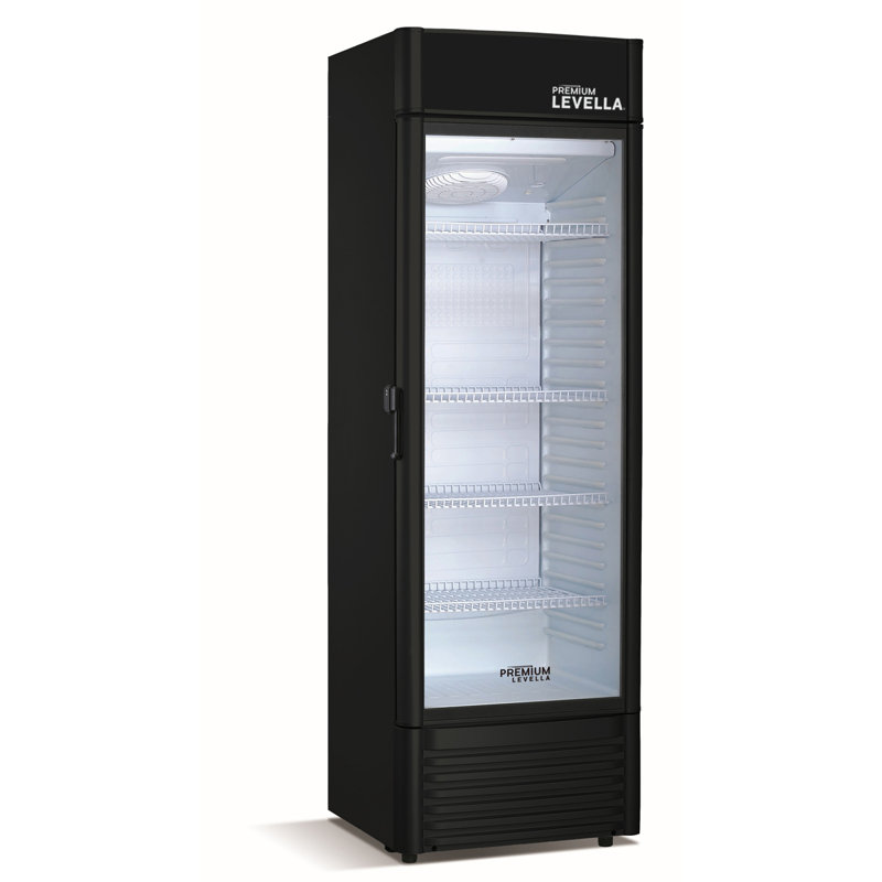 Premium Levella 24.21'' W Freestanding 280 Cans (12 oz.) 12.5 Cubic Feet Beverage Cooler with Glass Door, Black