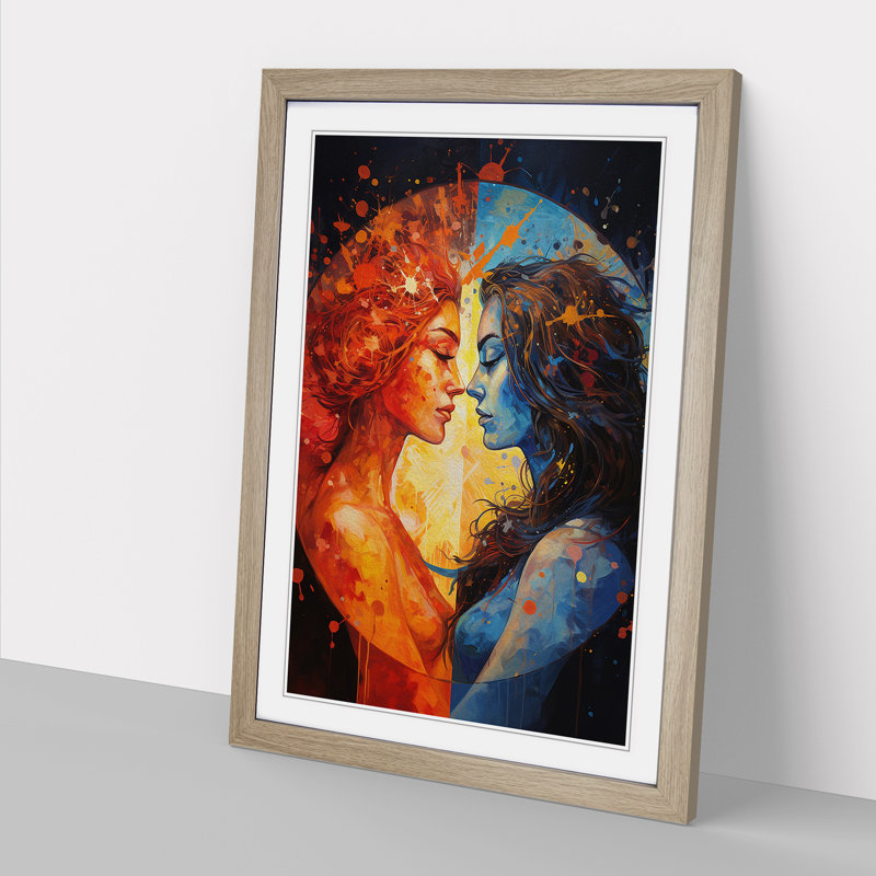 Gemini Zodiac Expressionism - Framed Print, 46cm H x 34cm W, Oak Framed