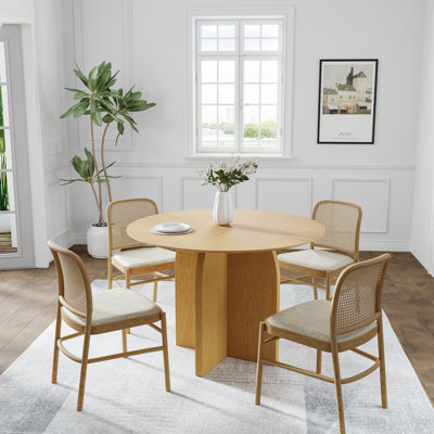  Roud Wooden Dining Table Kitchen Table with Cross Pedestal