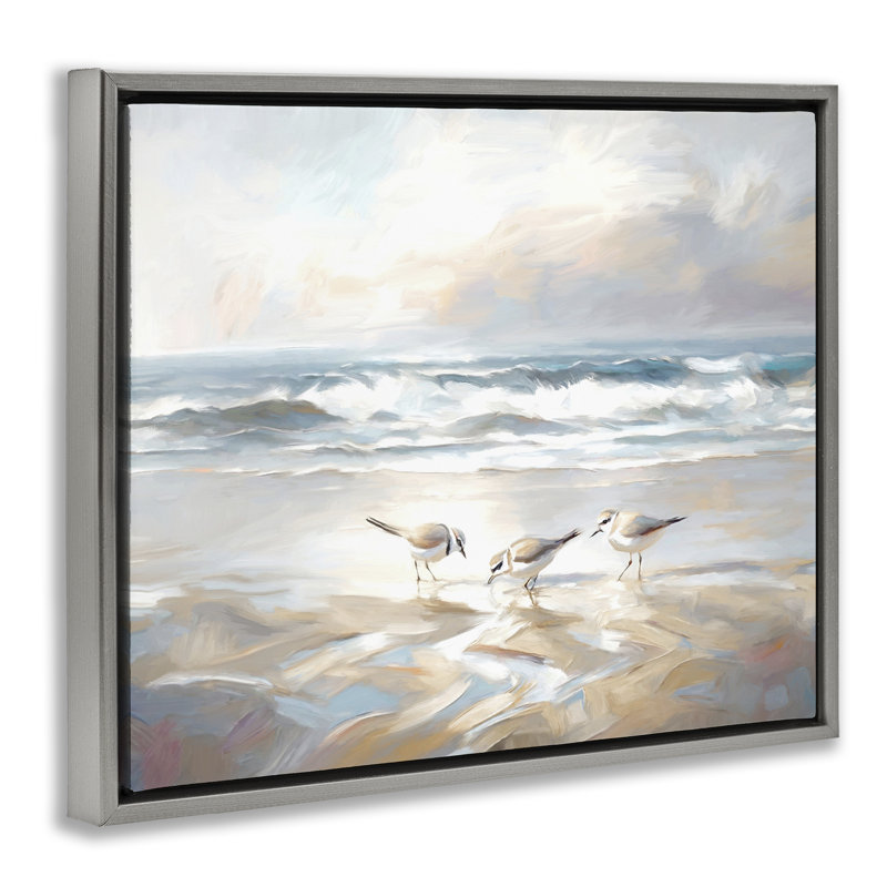 "Blue Haven Bay", art mural sur toile flottante par Ramona Murdock, H 25 po x l 31 po, Cadre flottant gris lustré