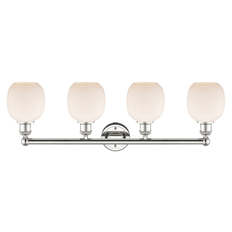 Éclairage pour meuble-lavabo 4 lumières Carlucci, Blanc mat, Nickel poli