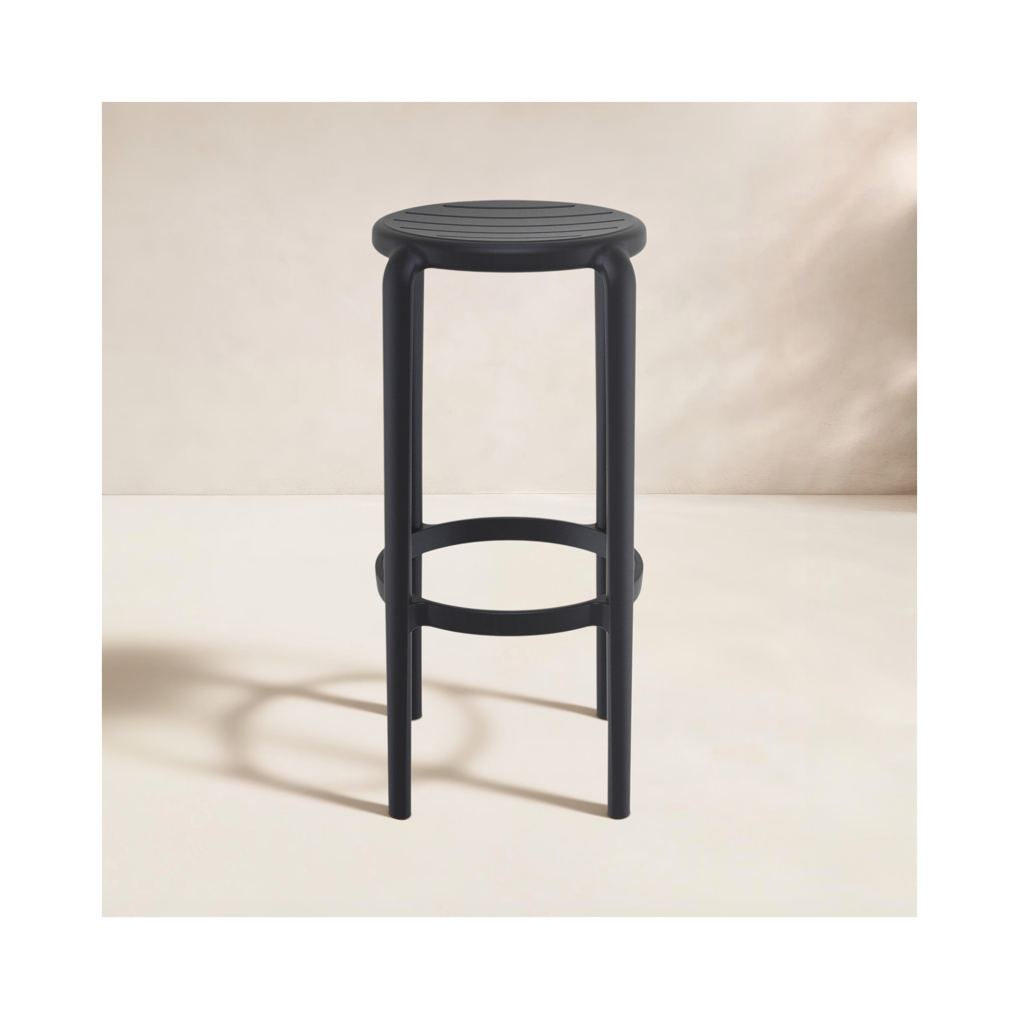 Awan Backless Outdoor Bar Stool, 29.75", Black