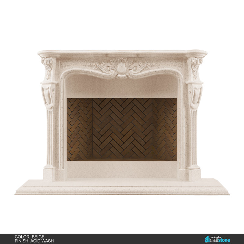 Cadre de foyer Ani, Beige délavé à l'acide