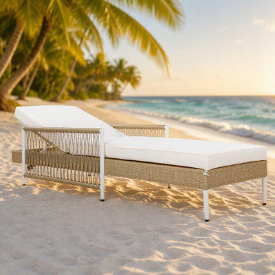 Outdoor All-Weather Wicker Chaise Lounge with Adjustable Reclining Positions and Thick Cushion for Patio Relaxation