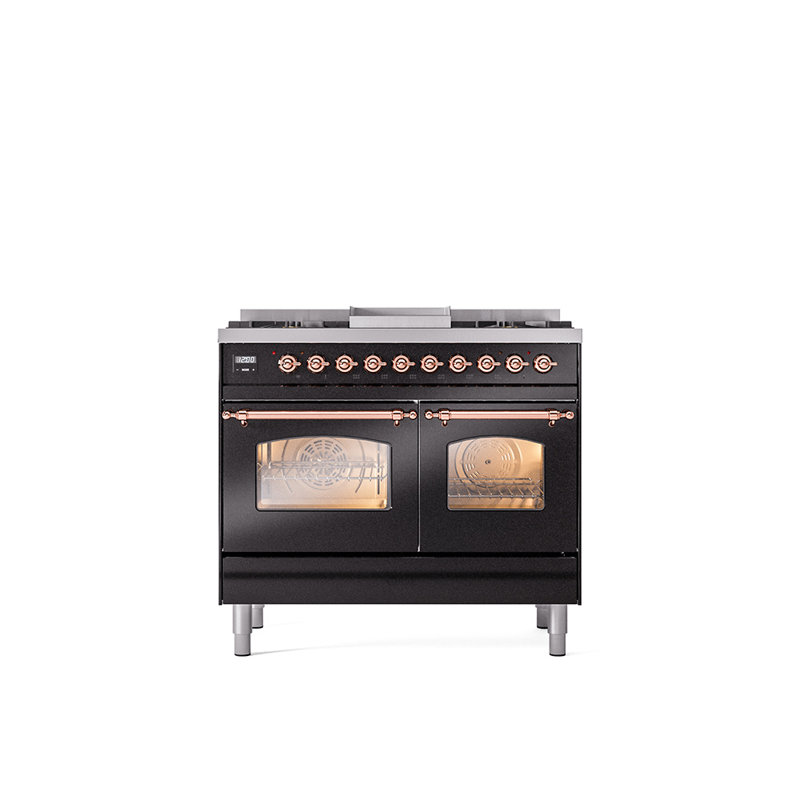 ILVE Nostalgie II 40 in Dual Fuel Range, Liquid Propane, Midnight Blue/Brass