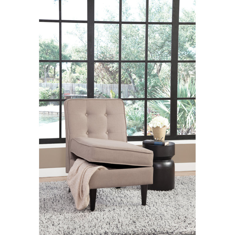 Chaise d'appoint rembourrée avec rangement caché Roswell, Sable beige Jennings