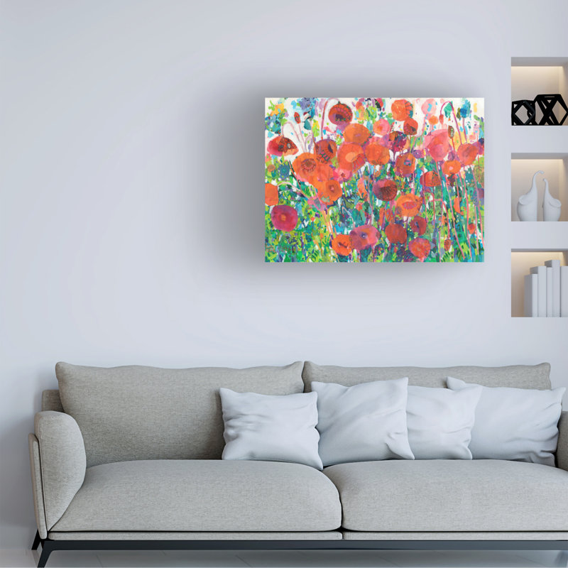 «Vivid Poppy Collage III» par Tara Funk Grim - impression sur toile tendue, H 14 po x l 19 po x P 2 po