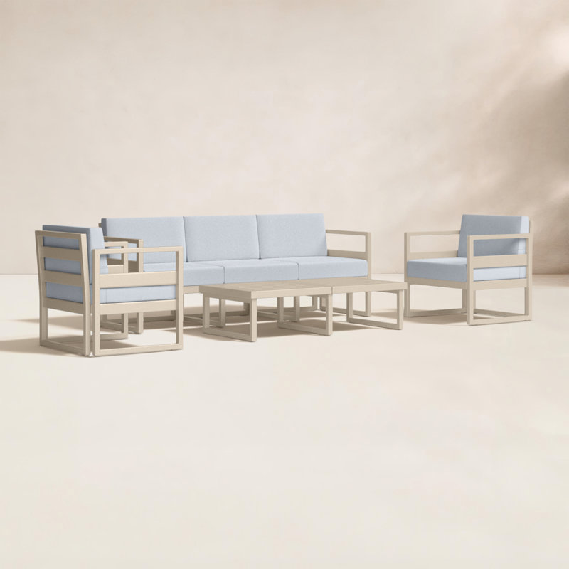 Ensemble de conversation avec canapé et coussins 4 pièces Lane, Toile granit Sunbrella®, Taupe