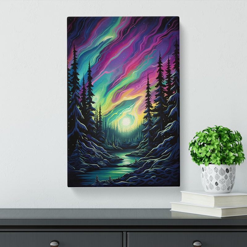 Northern Lights Hard Edge Painting - Wrapped Canvas, 76cm H x 50cm W x 3cm D