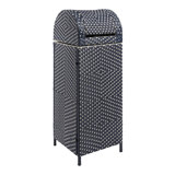 Darla All-Weather Wicker/Metal Swing Top Hideaway Outdoor Trash Can
