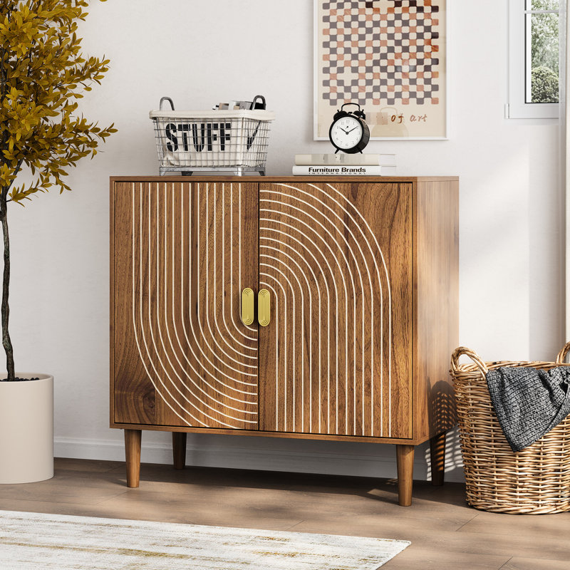 Buffet brun en bois - style décontracté, armoire à eau et à gratter avec rangement réglable