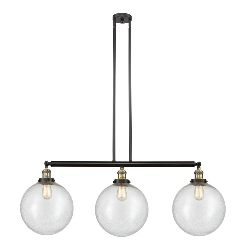 Luminaire suspendu pour îlot de cuisine 3 lumières Penman, Grainé, Ampoule non incluse, Laiton antique noir