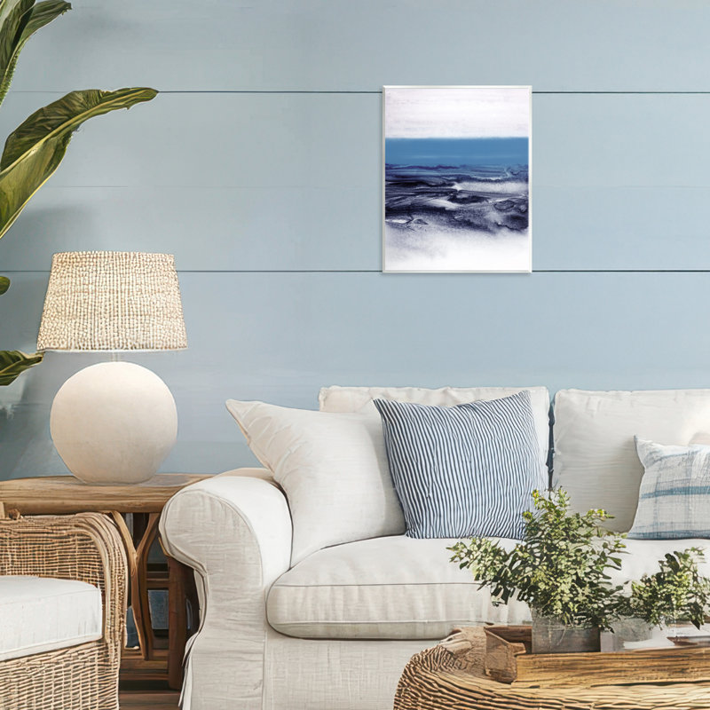 Aquarelle paysage sur plaque murale bleue, design par 1x