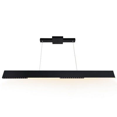 42" LED Integrated Chandelier in Black Finish – Adjustable Height Modern Linear Light Fixture (Max 120" Wire Length)