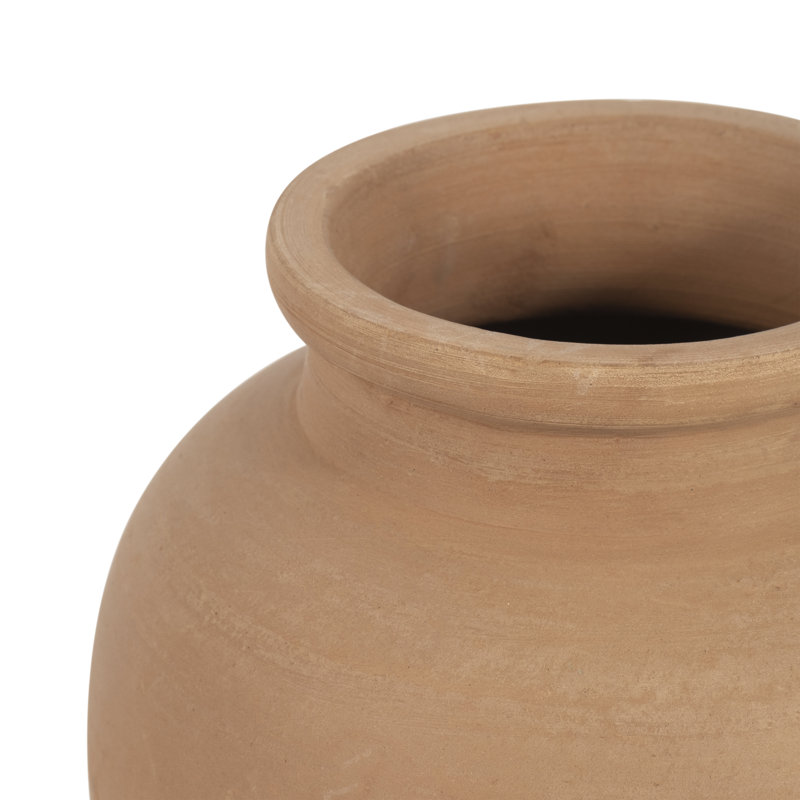 Andrelisa 10'' H Round Terracotta Table Vase, Brown