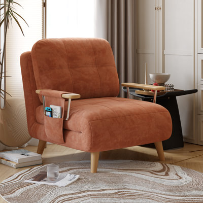 Canapé-lit convertible 5-en-1 de 28,35 po avec dossier réglable à 5 positions, chaise longue compacte moderne et rangement intégré pour un confort polyvalent.