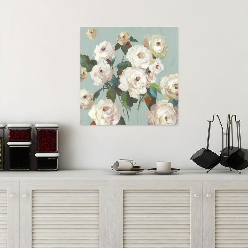 Art naturel contemporain délicat La Rosa, H 18 po x l 18 po