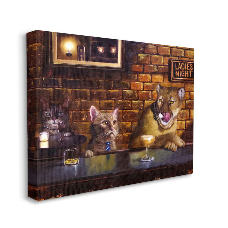Cougar at the Bar Ladies Night Animal Humor Canvas Wall Art