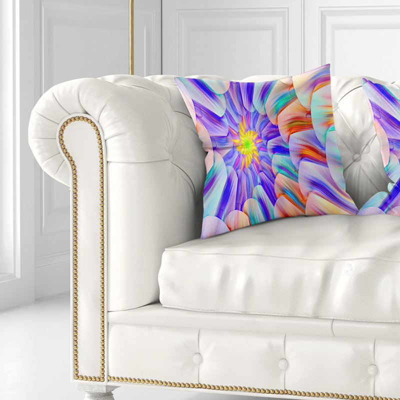 Spectaculaire vitrail avec spirales - coussin imprimé floral, 16 po x 1 po, Bleu pâle, Coussin décoratif