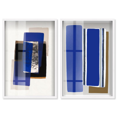 Leoni Duet Shadowbox Print Boho Abstract Art Set by Art Remedy, Black Frame, 10 x 15